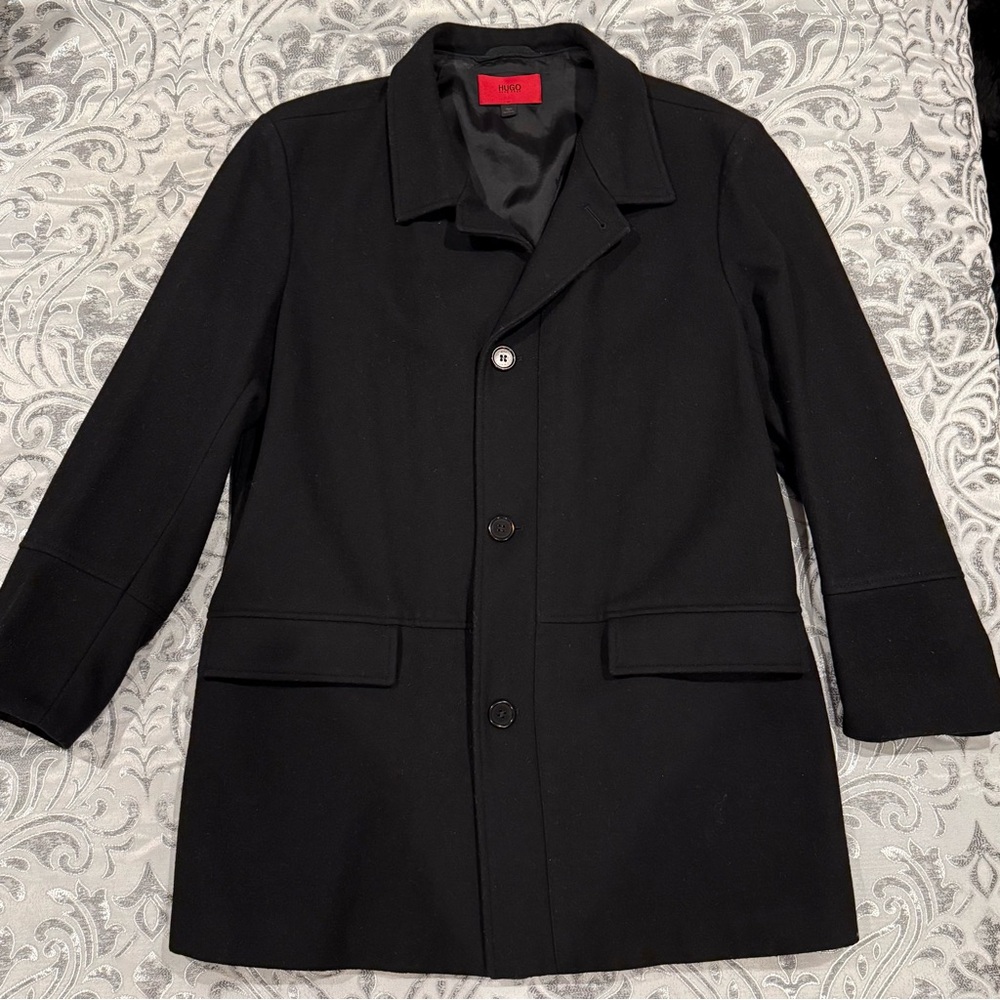 HUGO Men's Classic Black Pea Coat